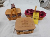 (3) Small Signed Longaberger Baskets - 2005 Peace Officers Memorial Service, 2000 Table Toppers, &