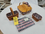 Longaberger 1998 All-American Pie Basket w/ Lid & Liners and Small Basket Assortment w/ Liners