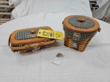 Longaberger Homestead 1999 Woven Memories Basket & 1998 Crawford Barn Raising Basket w/ Lids &