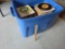 Tote of 45 RPM Records Some With Picture Sleeves