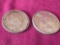 2 Peace US Silver Dollars 1922, 1925