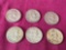 6 Franklin US Silver Half Dollars 1958, (2)1960, 1961, 1962, 1963