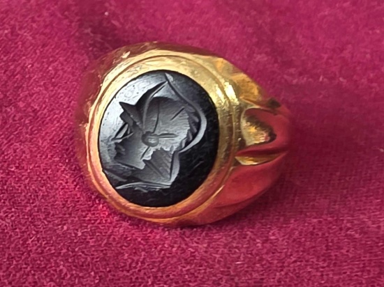 Marked 14Kt Gold Mans Ring 9.3 grams