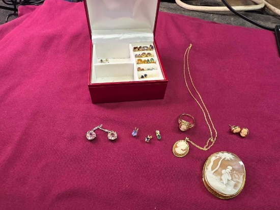 Earrings, Cameo Set, Pendants Jewerly Possibly Gold Not Marked