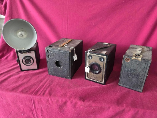 4 Vintage Cameras, Ansco, Kodak, Agfa