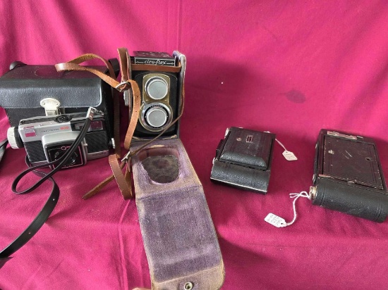 4 Vintage Cameras, Minolta, Ciro Flex, Kodak