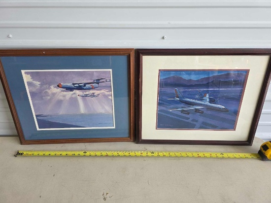 Vintage Charles Hubbell Aircraft Framed Prints Airplanes USAF, American Airlines