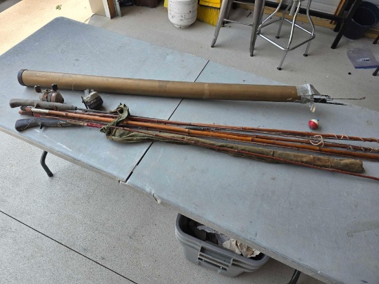 Vintage Fishing Poles, Bamboo & Others