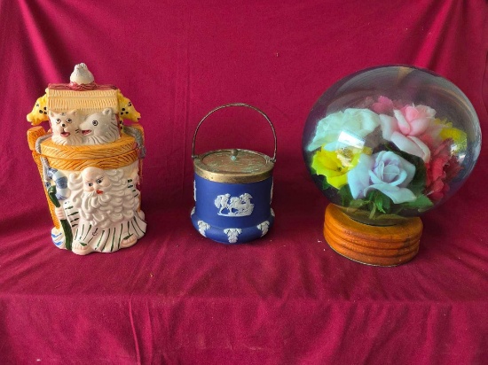Ark Cookie Jar, Wedgewood Jasperware Jar, Flower Globe