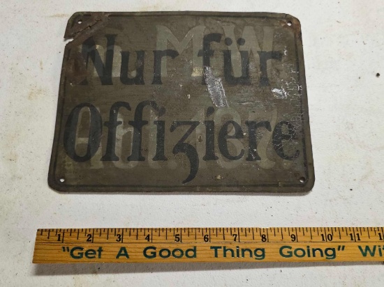 German WWI Only For Officers Sign Military