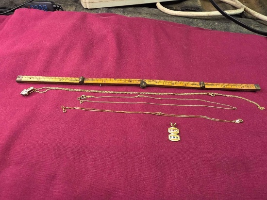 Marked 10Kt Gold Ladies Necklaces & Pendant 7.4 Grams