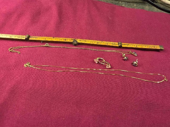 Marked 14Kt Gold Necklaces & Earrings 5 Grams