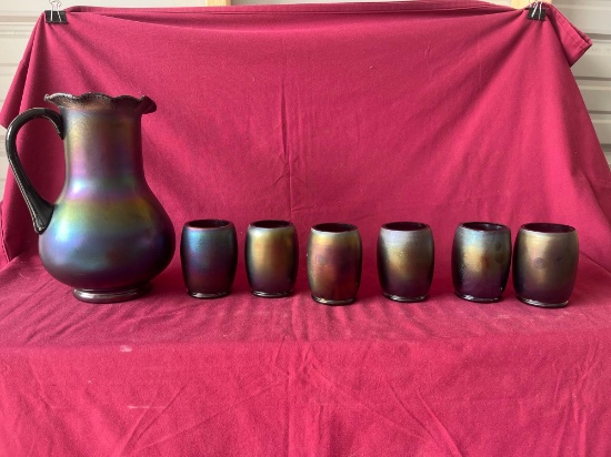Fenton Carnival Stretched Glass Water Set