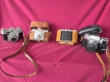 4 Vintage Cameras, Kodak, Ansco, Agfa, Zeiss