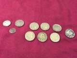 1964 Silver Dime, Early 3 Cent Pc, 1905 V Nickel, 7 Buffalo Nickels