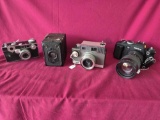 4 Vintage Cameras, Argus, Balour, Konica