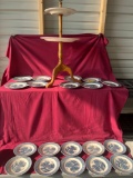 Currier & Ives Plates and Stand