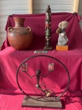 Painted Pottery, Tiki Tree, Stone Art, Metal Art