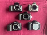 5 cameras, Nikon and Cannon