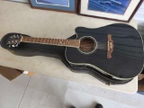 Vintage Alvarez Acoustic Guitar Model # AD-60SC BLK w/ Electronics in Hardcase