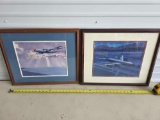 Vintage Charles Hubbell Aircraft Framed Prints Airplanes USAF, American Airlines