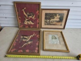 4 Framed Prints, MCM Deers, Cityscape, Jesus
