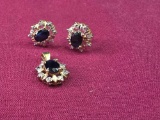 Marked 14Kt Gold Earrings & Pennant 4.3 Grams