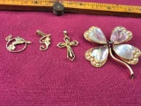 Marked 10Kt Gold Pennants & Pin 8.2 Grams