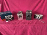 4 Vintage Cameras, Agfa Silette, Ansco, D-6 Cadet, Graflex