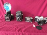 4 Vintage Cameras,Beacon 2-25, Yashica A, Bosley B2, Canon TX