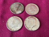 4 Kennedy US Silver Half Dollars 1964