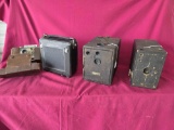 4 Vintage Cameras, Graf Perfex, Magazine Cyclone,