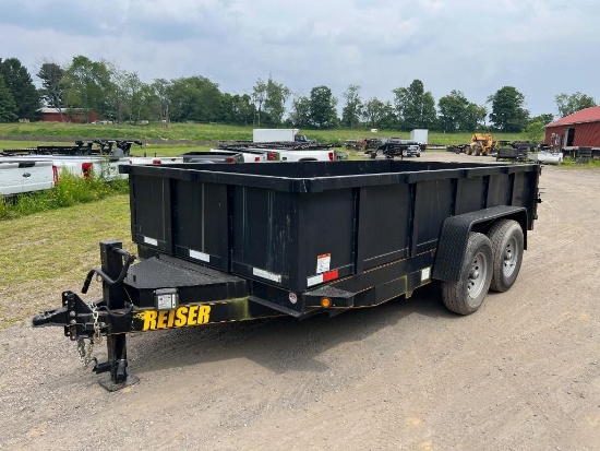 2021 Reiser 7 X 14 dump trailer, (2) 7000 lb axles, dual cylinder hoist, ramps, black