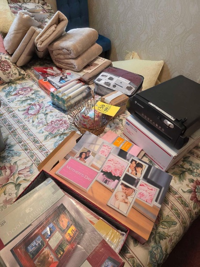 Contents on Bed, Paper Shredder, Chair Covers