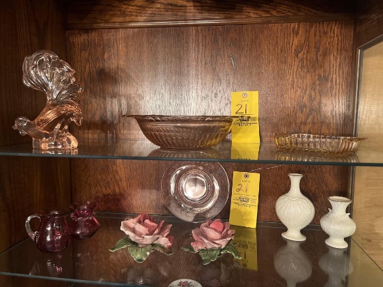 Pink Depression Glassware, Lenox Vases, Italian Flowers