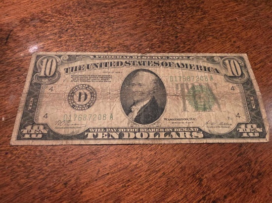 1928 $10 Payable in Gold US Bill