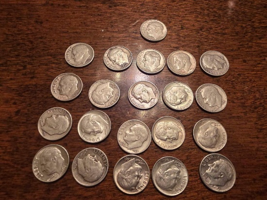 21 US Silver Roosevelt Dimes