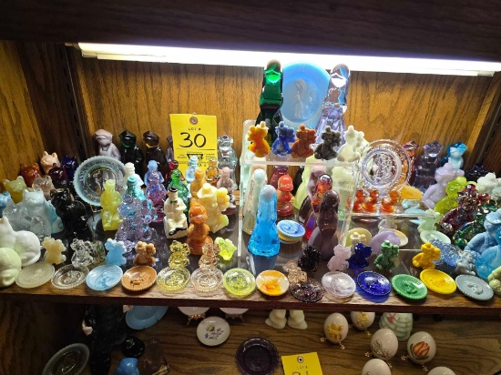 Mosser Glass Cup Plates, Clowns, Cars, Jenny Dolls