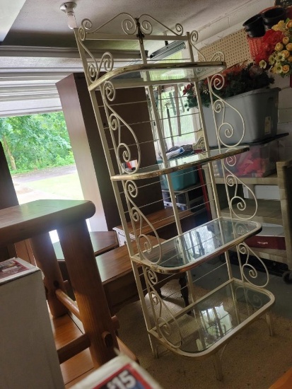 IVORY HEAVY AND VERY STURDY BAKERS RACK WITH GLASS SHELVES