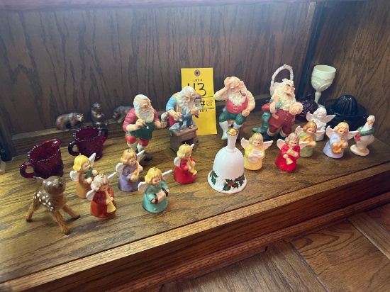 Hallmark Hand painted Santa's, Goebel Angels, Glassware