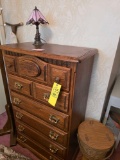 Double Bed ( not Including Contents on bed), Chest Of Drawers, Lamp