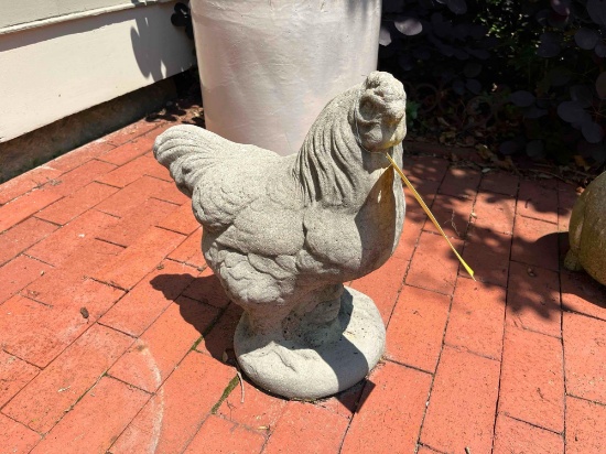 Concrete rooster and pig garden ornaments
