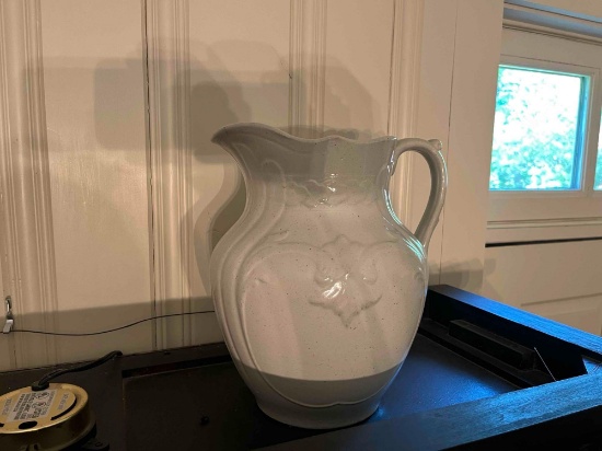 Ironstone pitcher and a serving tray