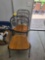 Pair metal chairs with Oak finish seats