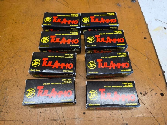 400 Rounds Tulammo 9mm Ammo, Cabelas Box