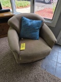 Round Upholsterd Tan Chair