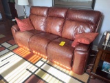 Flex steel leather power recliner sofa