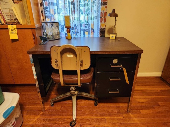 Office Desk and Chair, Contents Included
