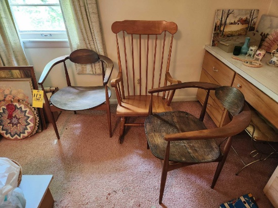 Rocking Chair and Two Vintage Chairs
