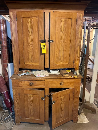 Oak Hutch and Contents, Hall Tree
